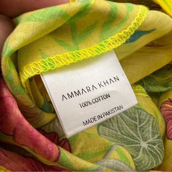 Ammara Khan Floral & Fruit Printed Lace Trim Pakistan Made Formal Kaftan - Picture 5 of 9